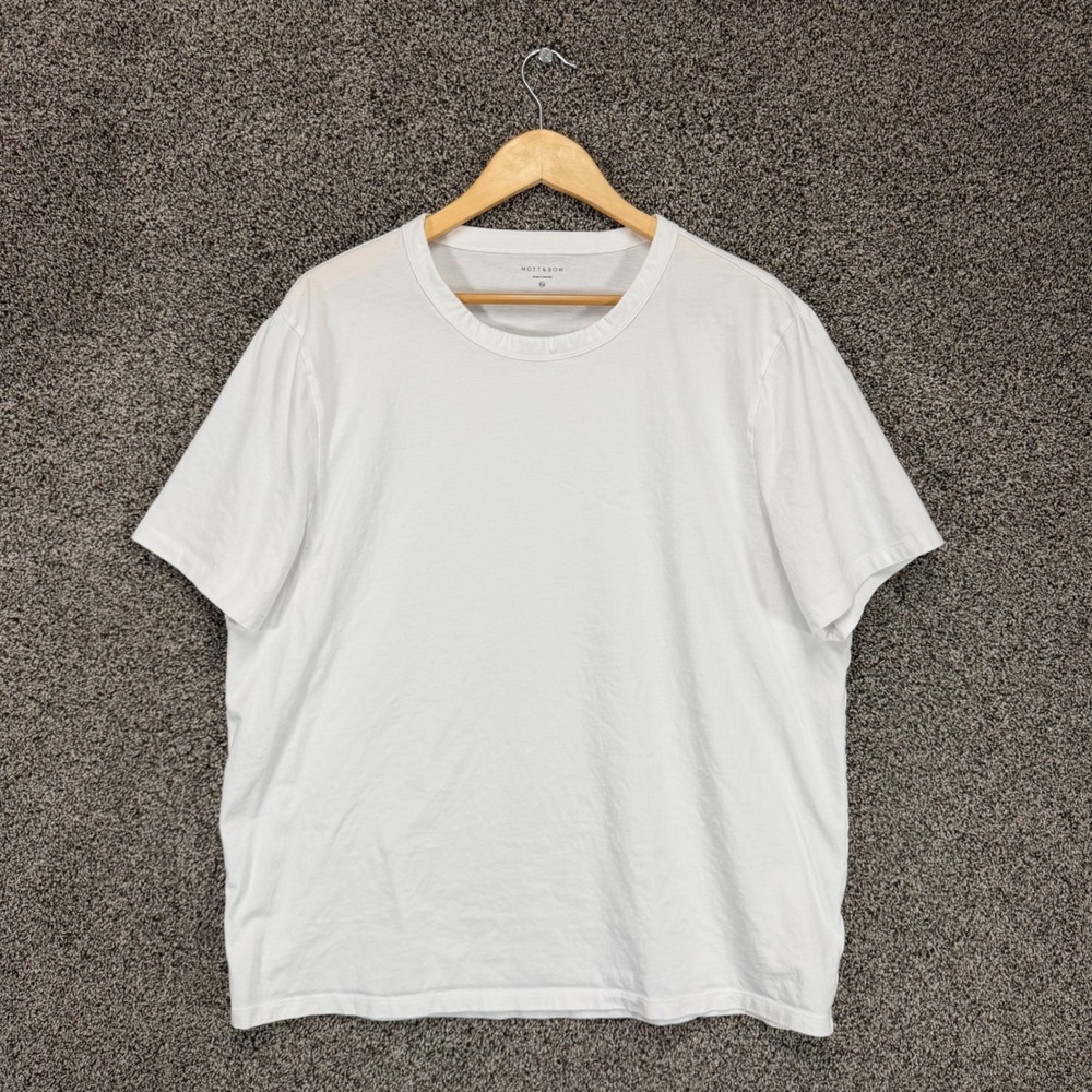 Mott & Bow Classic Crew Driggs Shirt Mens 2XL White Cotton Short Sleeve Tee